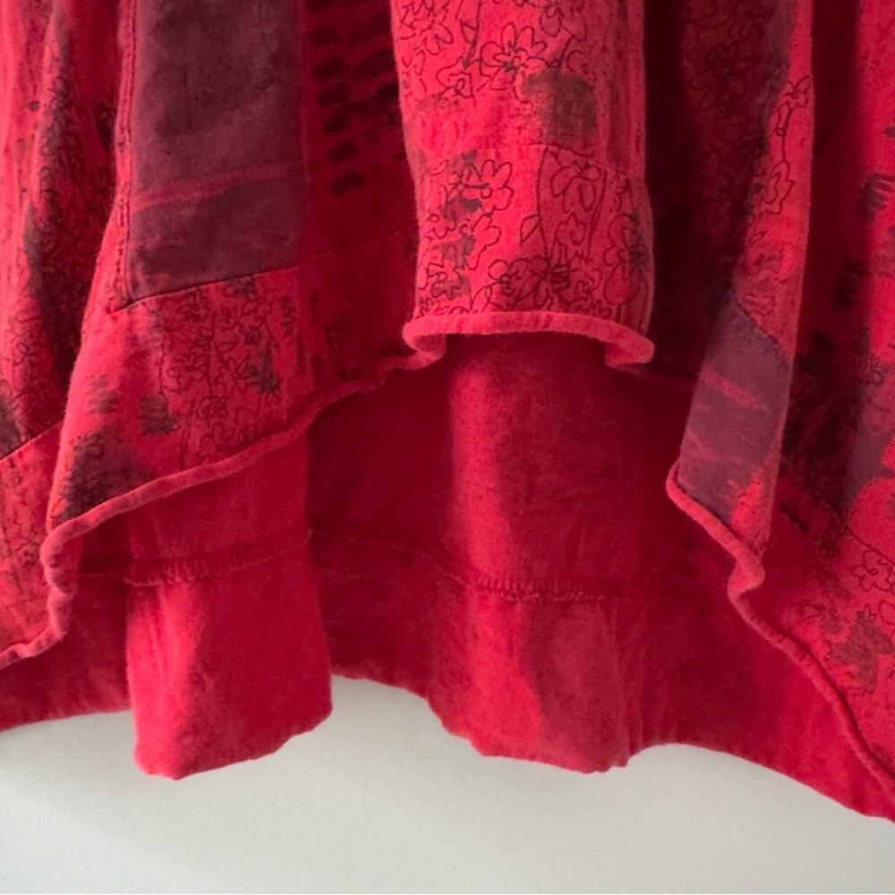 Vintage patchwork style button front Red babydoll… - image 6